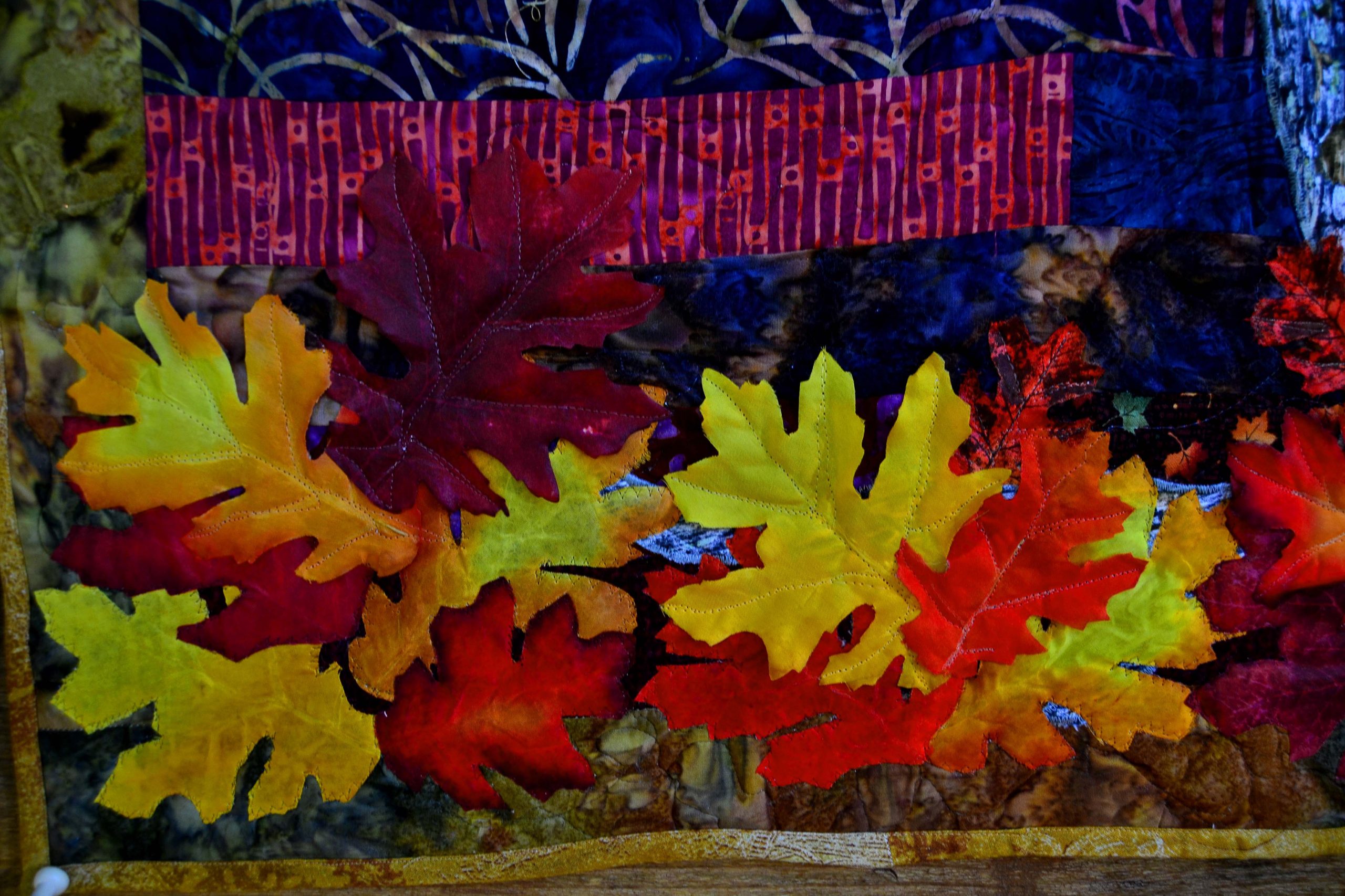 Autumn Daze bright red and yellow oak leaves Princess YellowBelly Designs