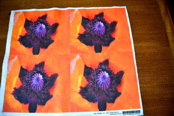 Poppy center 4-set printed panel orange, black, gray