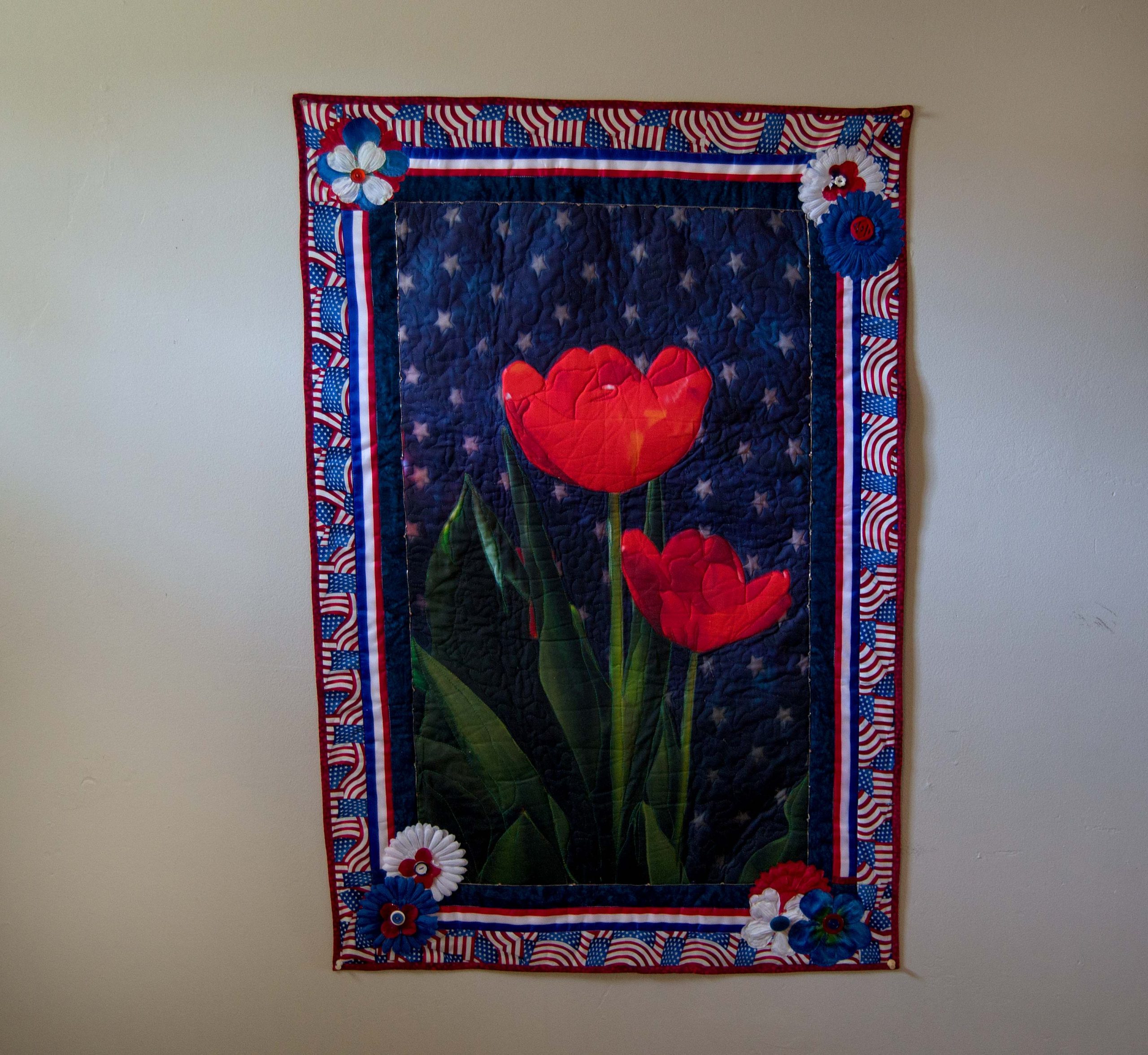 Poppy Center / Set of Four Printed Photo Fabric Panels for Quilting